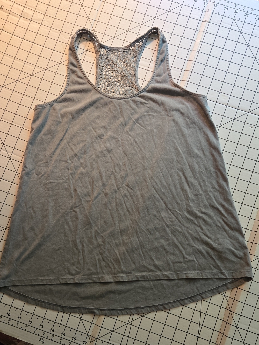 Mossimo Supply Co. Gray Green Lace-Back Racerback Tank: C